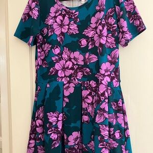 Floral Dress with Purple and Teal Design